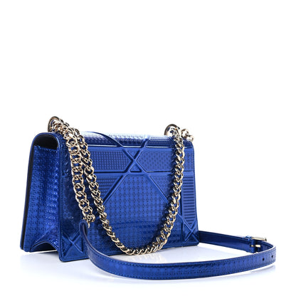 Christian Dior Metallic Patent Micro-Cannage Medium Diorama Flap Bag Blue 2 of 4