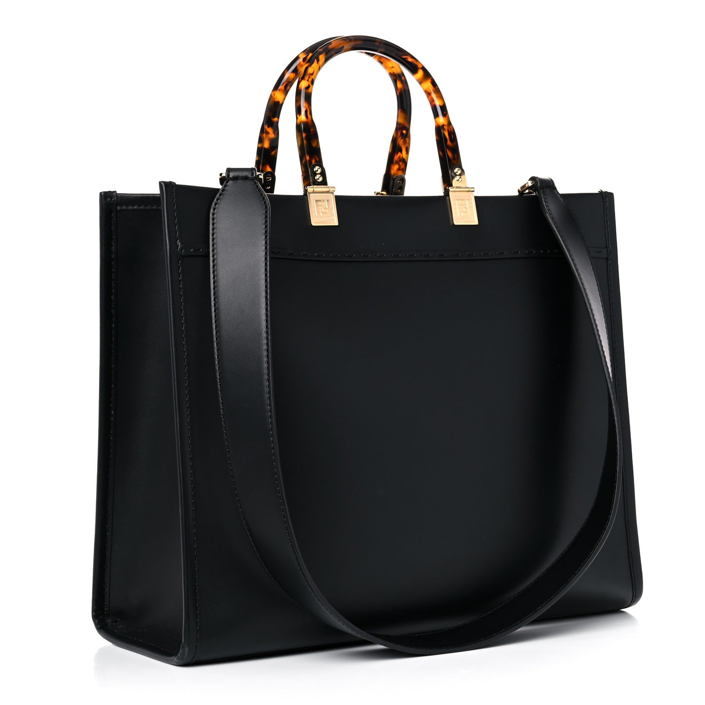 Vitello King Plexiglass Medium Fendi Sunshine Shopper Tote Black