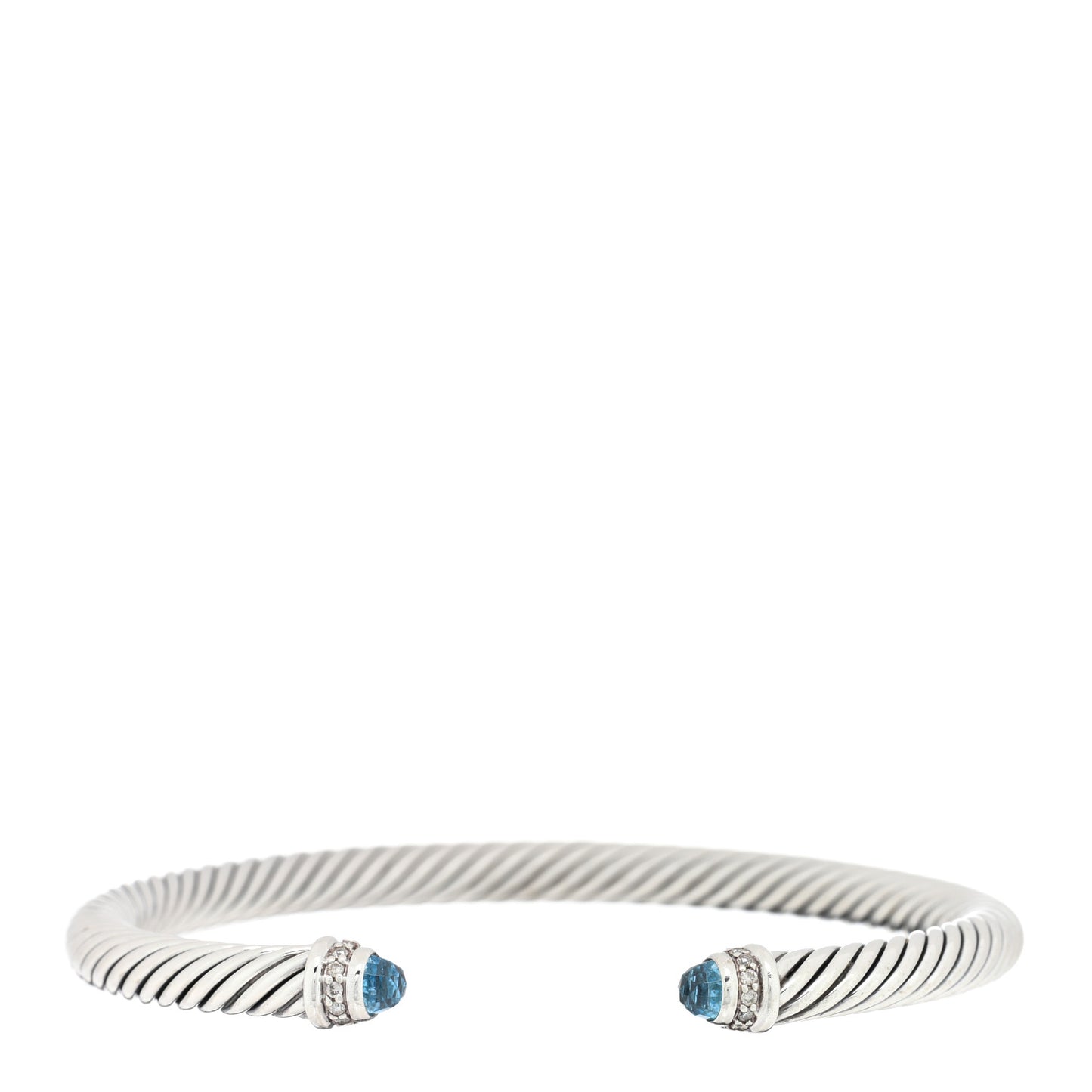 Sterling Silver Diamond Blue Topaz 5mm Cable Classics Bracelet