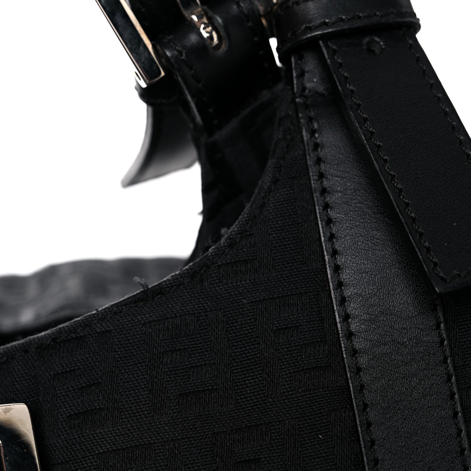 Fendi Zucchino Vitello Shoulder Bag Black 18 of 21