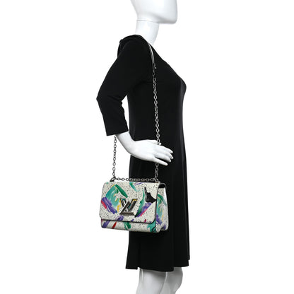 Louis Vuitton Calfskin Splash Print Twist Shoulder Bag MM White 3 of 10