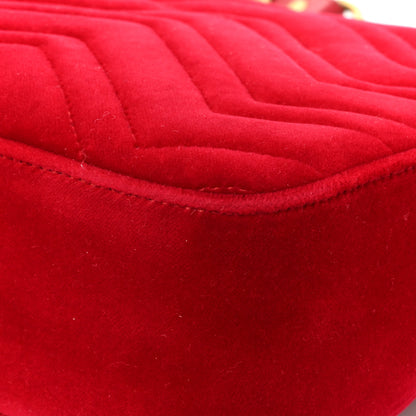 Gucci Velvet Matelasse Medium GG Marmont Shoulder Bag Hibiscus Red 16 of 17