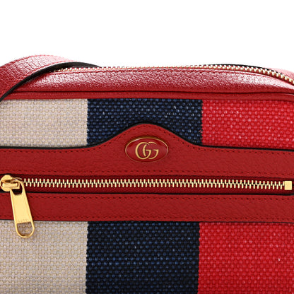 Gucci Canvas Sylvie Stripe Mini Ophidia Camera Bag Mystic White Hibiscus Red Maritime 8 of 11