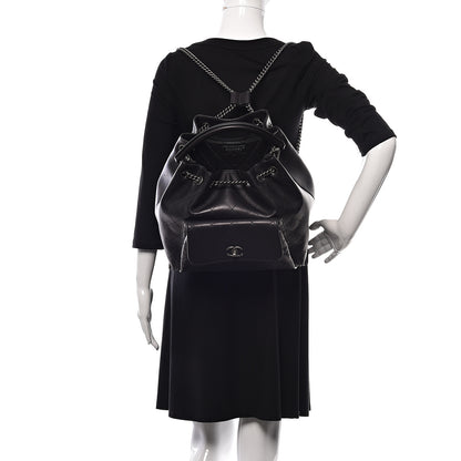 Chanel Calfskin Stitched Medium Urban Luxury Drawstring Backpack Black 2 of 9