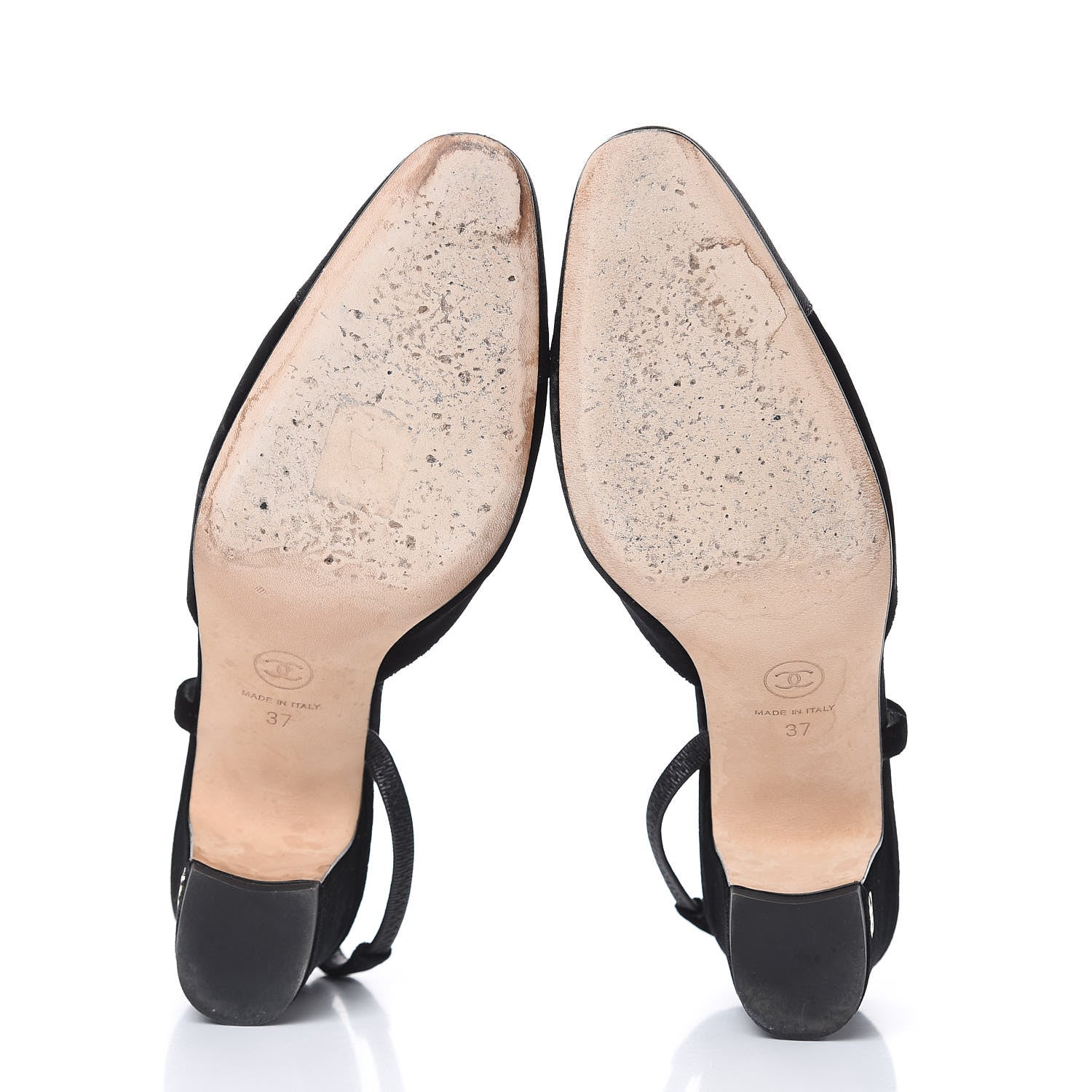 Chanel Velvet Grosgrain Cap Toe CC Slingback Pumps 37 Black 5 of 10