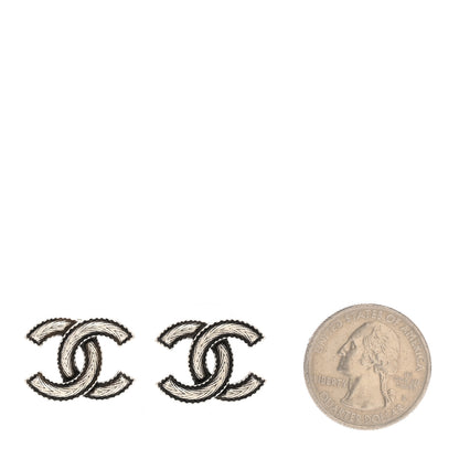 Chanel Textured CC Earrings Silver 2 of 5