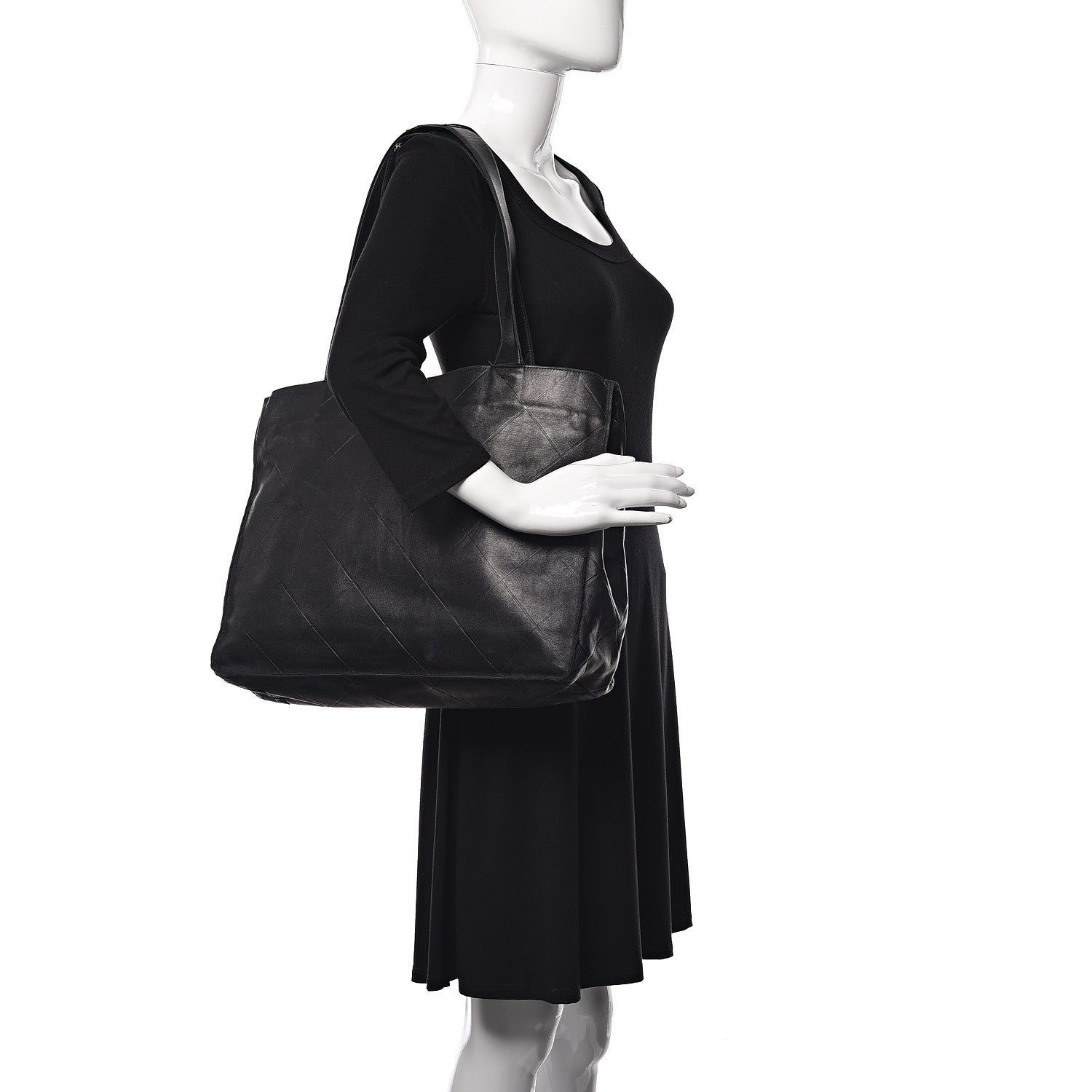 Chanel Lambskin Diamond Embossed Tote Black 2 of 11