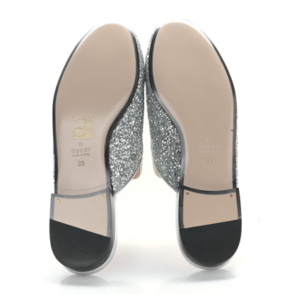Gucci Glitter Womens Princetown Slippers 39 Silver 5 of 9