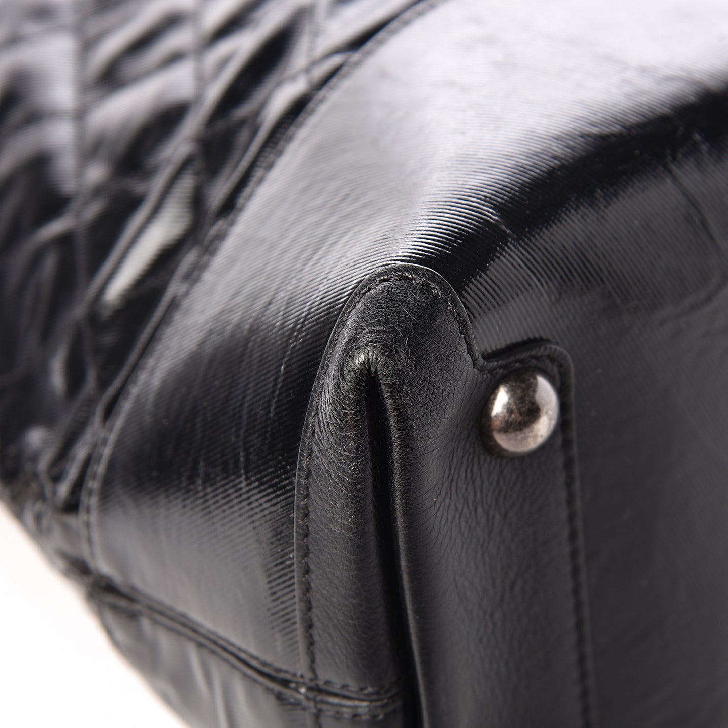 Calfskin Coated Canvas Quilted Tote Black