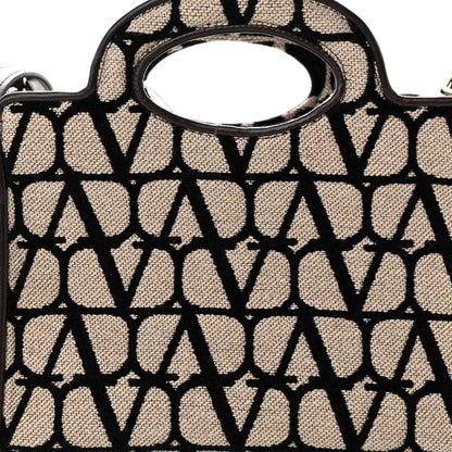 Valentino Garavani Toile Iconographe Goatskin Mini Le Troisieme Shopping Bag Naturale Black Fondant 7 of 10