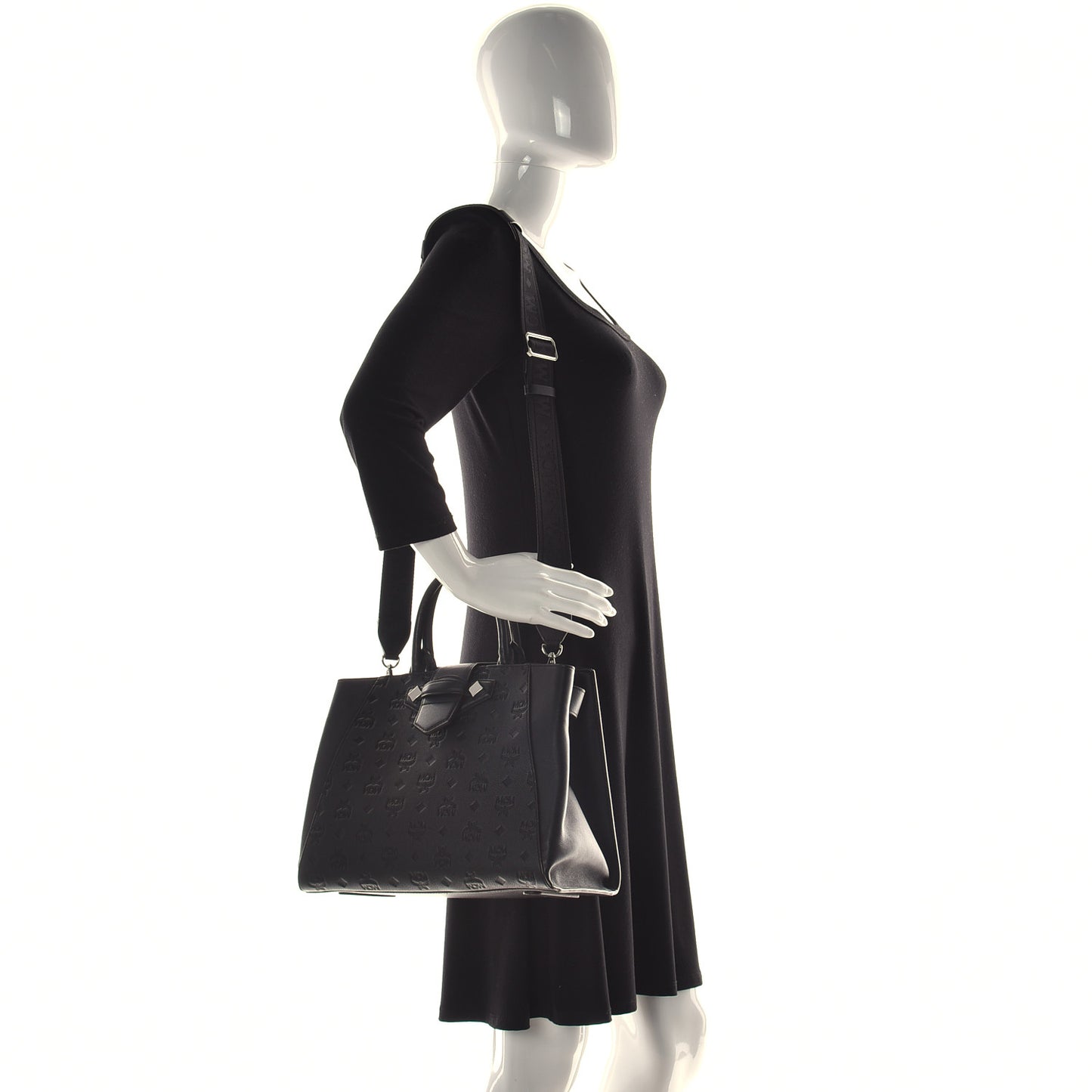 Calfskin Ottomar Monogram Medium Essential Tote Black