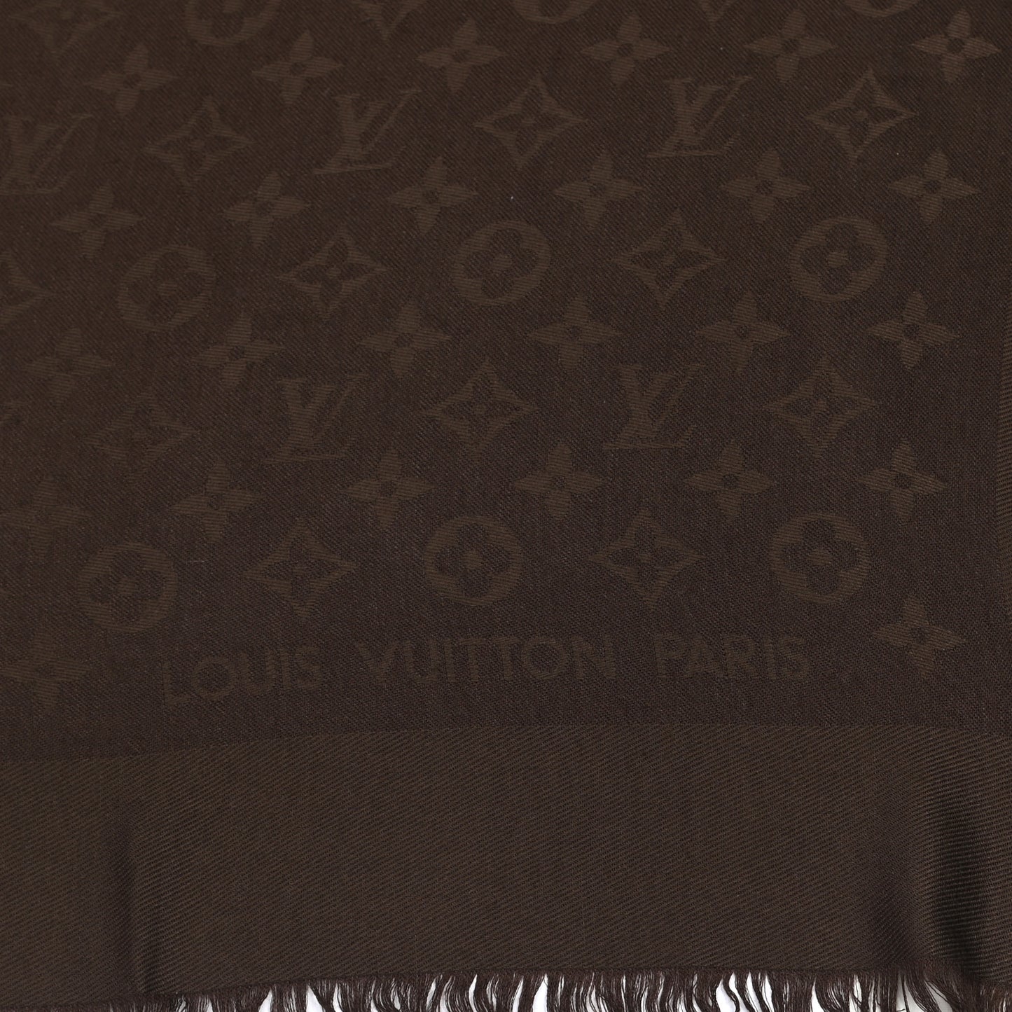 Silk Wool Monogram Shawl Brown