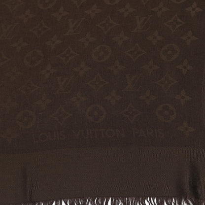 Louis Vuitton Silk Wool Monogram Shawl Brown 2 of 3