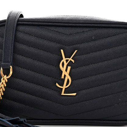 Saint Laurent Grain De Poudre Matelasse Monogram Mini Lou Camera Bag Deep Marine 8 of 11