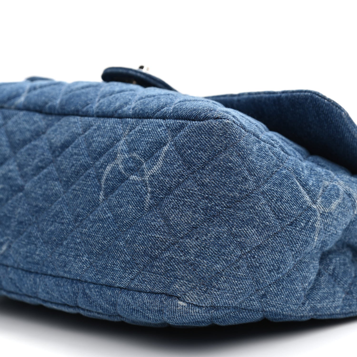 Chanel Denim Quilted CC Print Jumbo Single Flap Blue 9 of 18