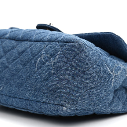 Chanel Denim Quilted CC Print Jumbo Single Flap Blue 9 of 18