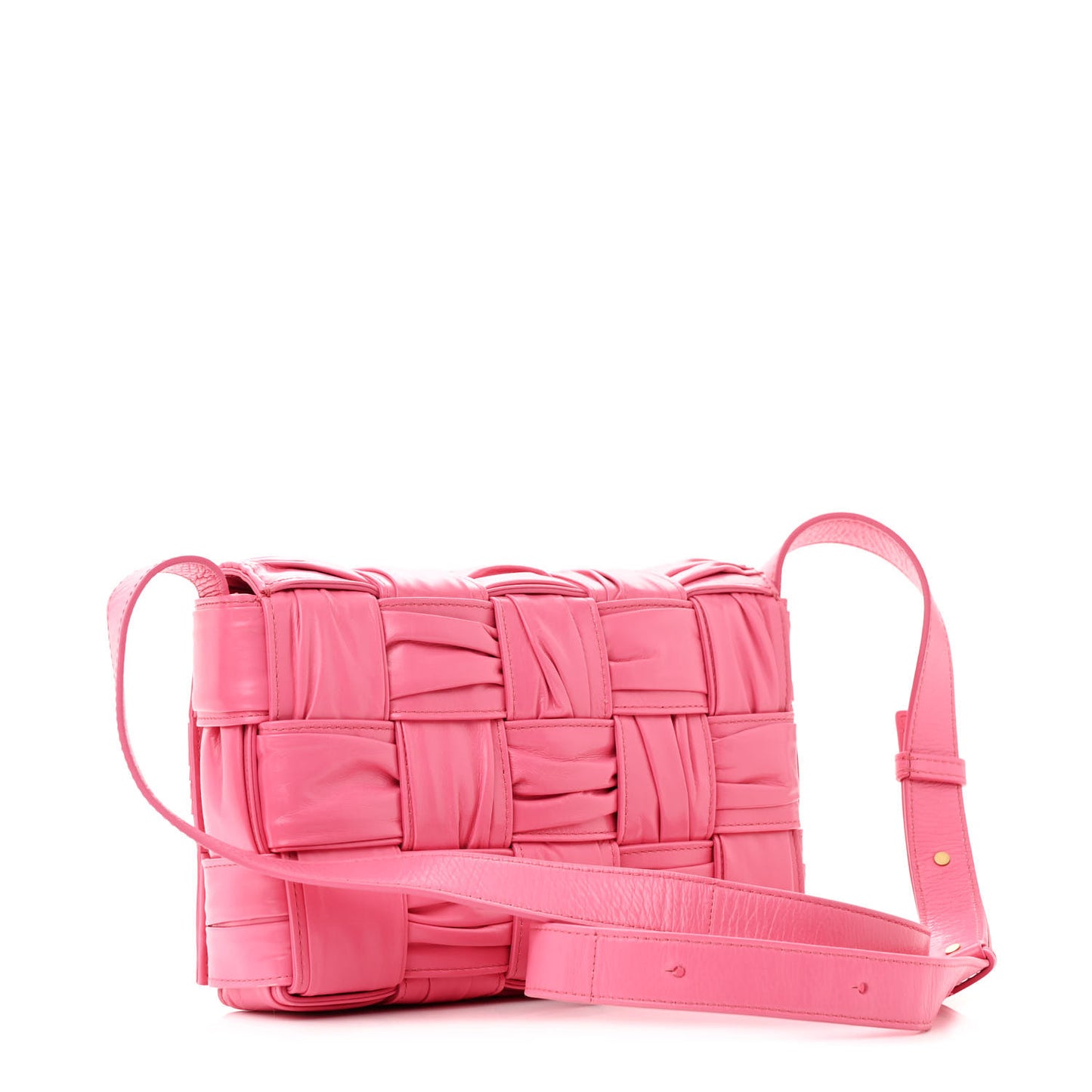 Calfskin Intreccio Plisse Cassette Crossbody Bag Pink