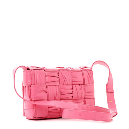 Bottega Veneta Calfskin Intreccio Plisse Cassette Crossbody Bag Pink 3 of 12