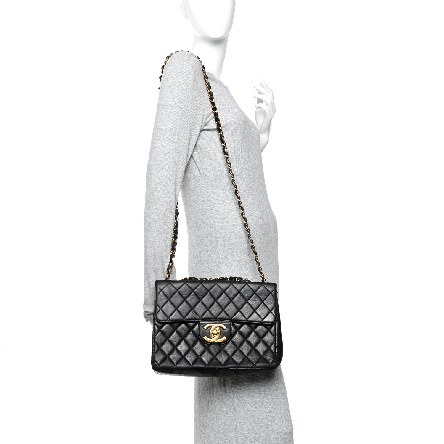 Chanel Lambskin Quilted XL Jumbo Single Flap Black 1870164