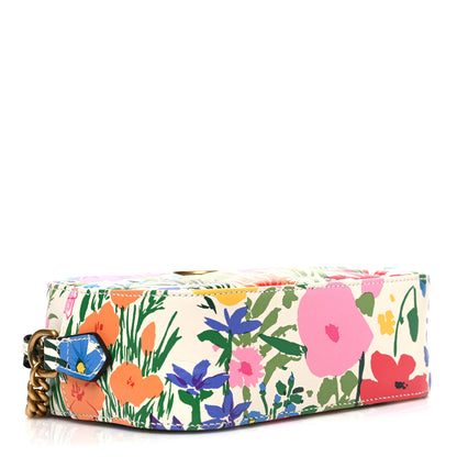 Gucci X KEN SCOTT Calfskin Matelasse Floral Print Mini GG Marmont Chain Shoulder Bag Ivory Pink 4 of 10