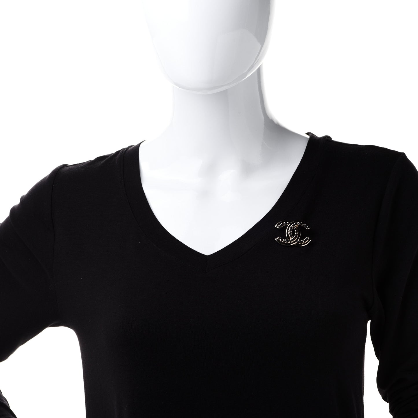 Lambskin Chain CC Chain Brooch Black Gold