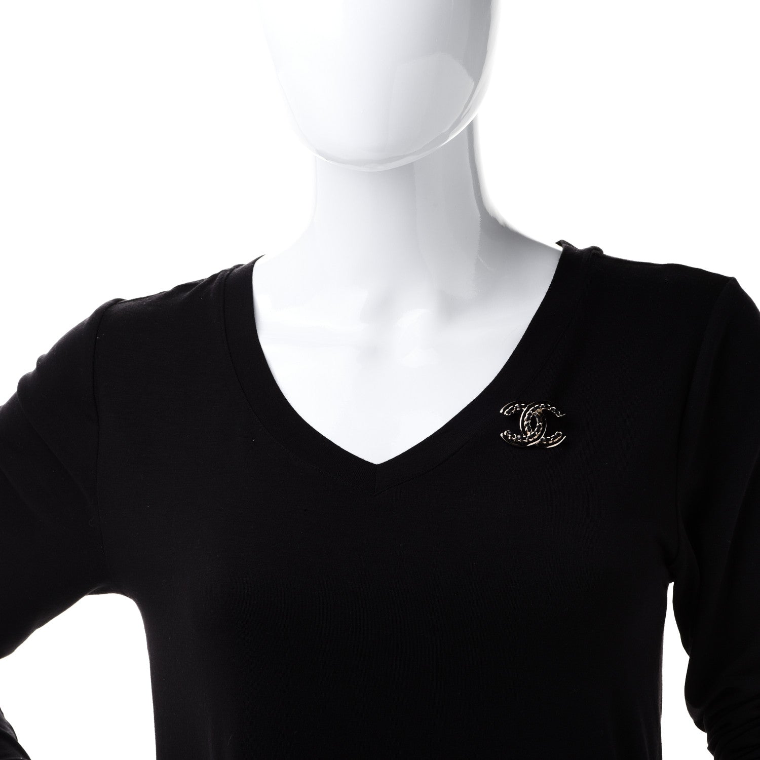 Chanel Lambskin Chain CC Chain Brooch Black Gold 2 of 5
