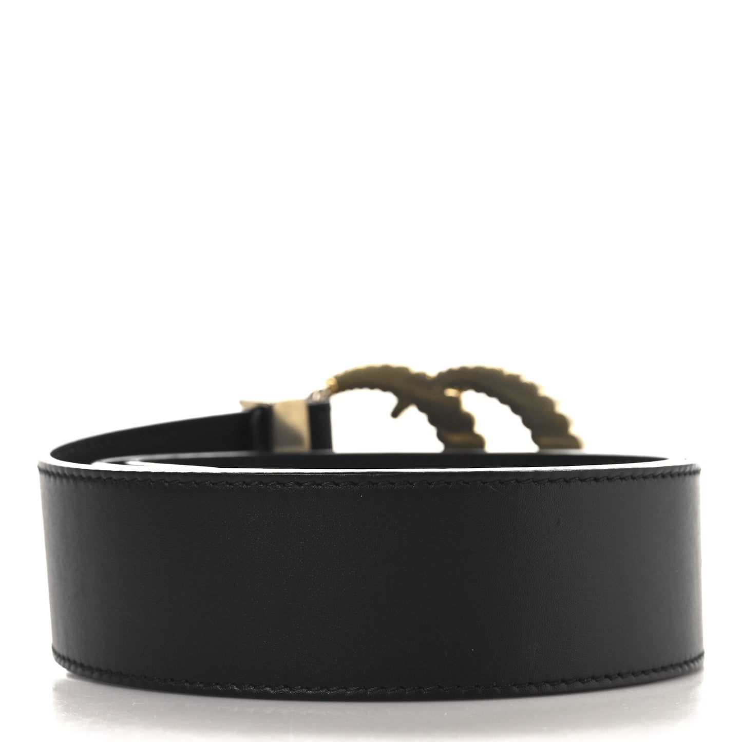 Moon Calfskin Torchon Double G 25mm Belt 80 32 Black