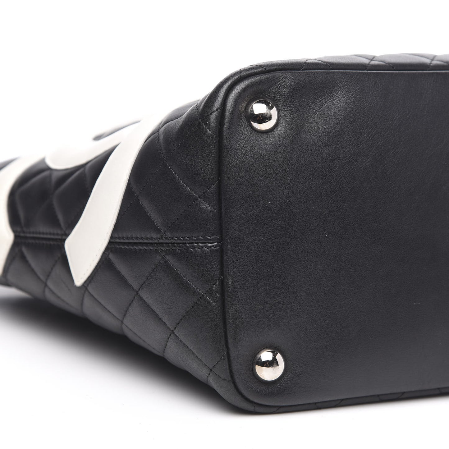 Calfskin Quilted Large Cambon Tote Black White