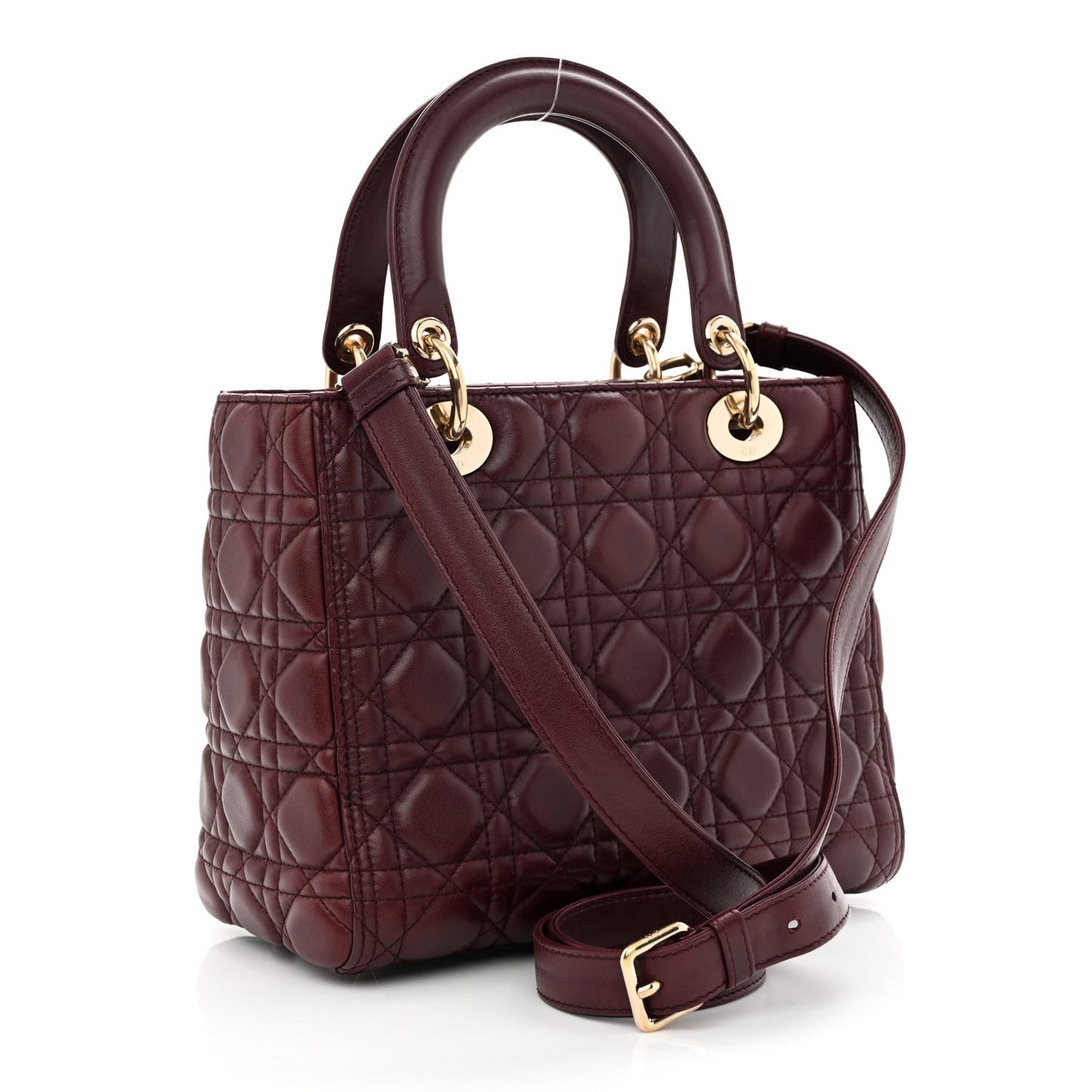 Lambskin Cannage Medium Lady Dior Burgundy
