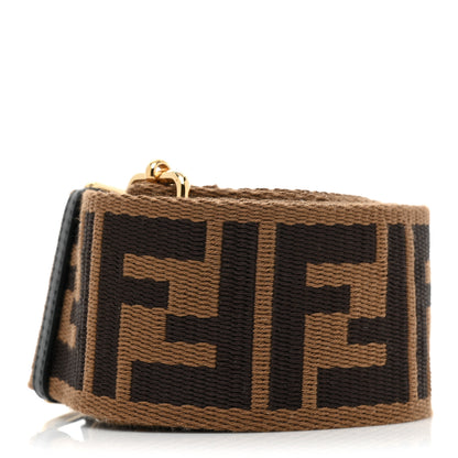 Fendi Ribbon Vitello Seta FF 1974 Adjustable Strap You Fango Marrone Black 2 of 5