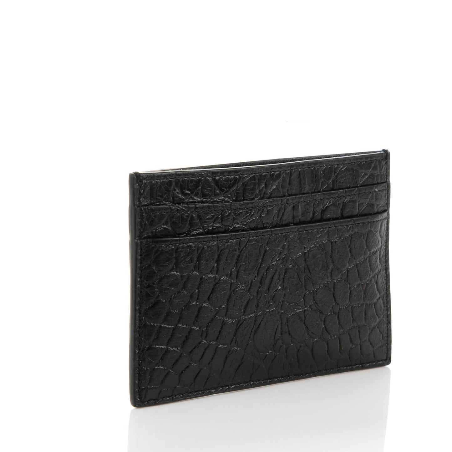 Calfskin Crocodile Embossed Card Case Black