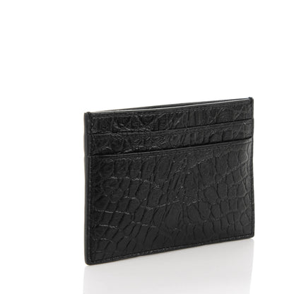 Saint Laurent Calfskin Crocodile Embossed Card Case Black 3 of 7