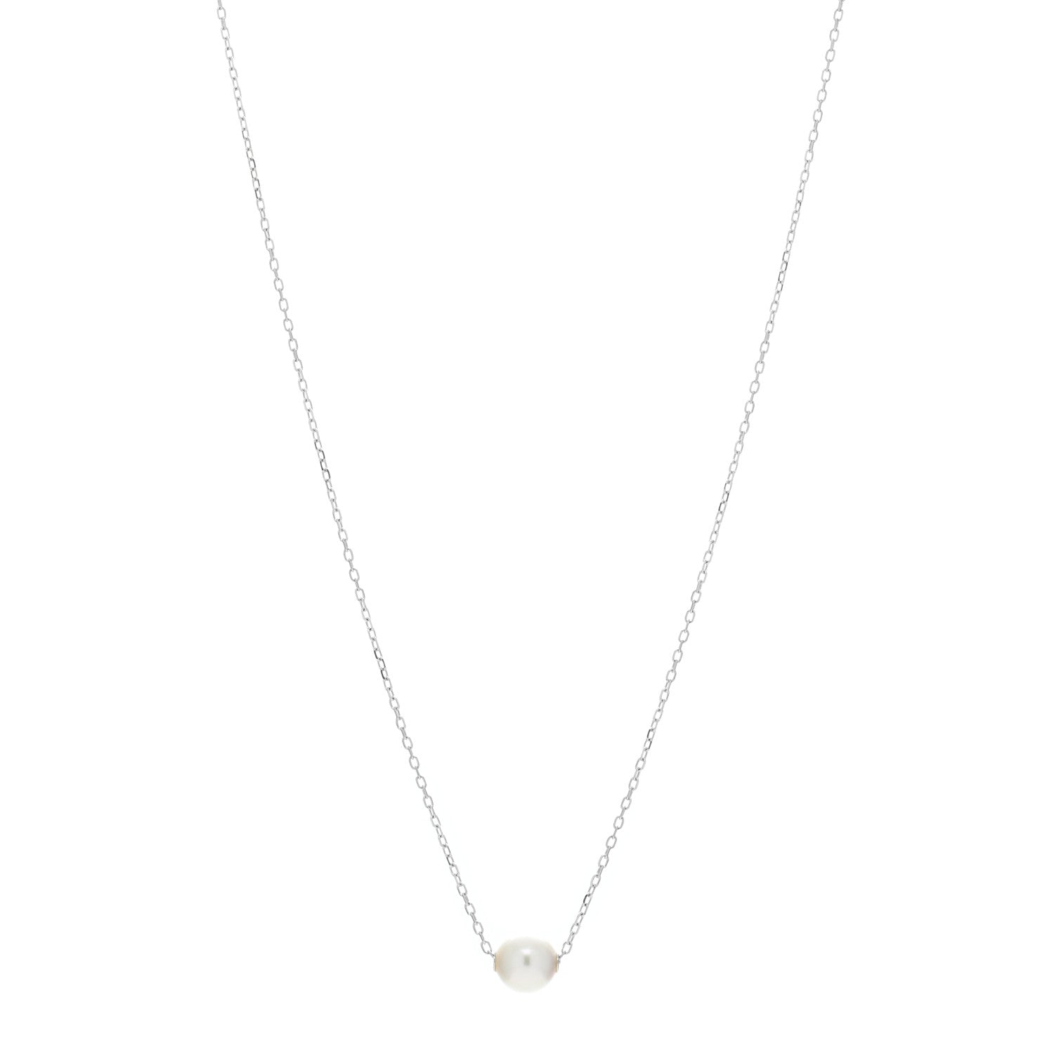 Mikimoto 18K White Gold Akoya Pearl 8mm Single Pendant Necklace 1 of 4
