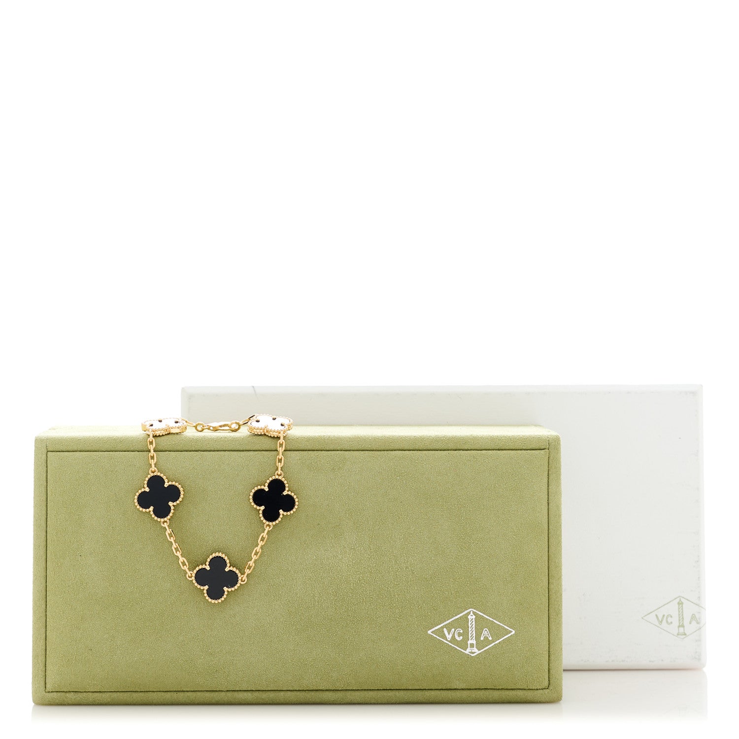 Van Cleef & Arpels 18K Yellow Gold Black Onyx 5 Motifs Vintage Alhambra Bracelet 5 of 5