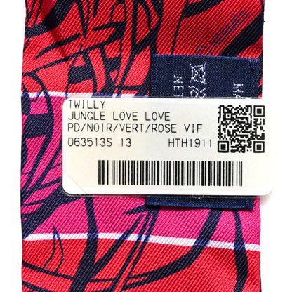 Hermes Silk Jungle Love Rainbow Twilly Rose Vif Encre White 3 of 6