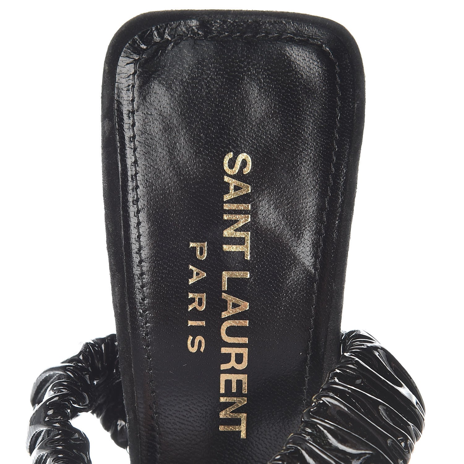Saint Laurent Patent Freja 105 Flower Ankle Pumps 35 Black 7 of 7