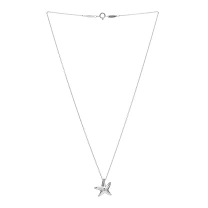 Tiffany Sterling Silver Diamond 15mm Elsa Peretti Starfish Pendant Necklace 2 of 3