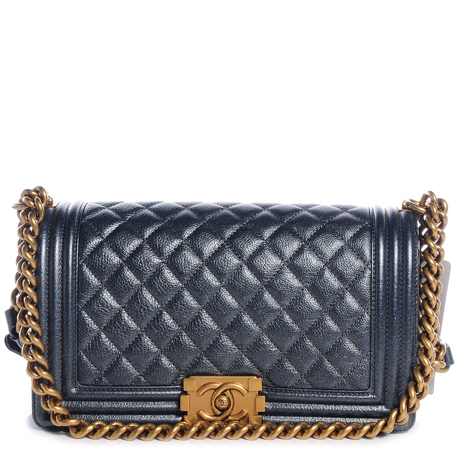 Chanel Pearl Calfskin Medium Boy Flap Dark Grey 1 of 9