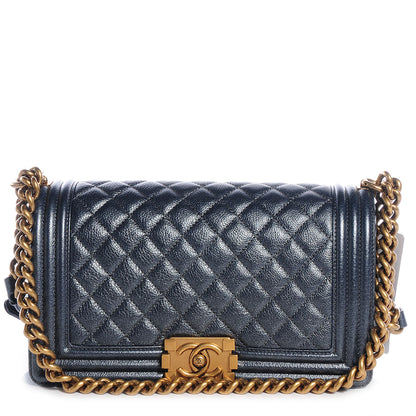 Chanel Pearl Calfskin Medium Boy Flap Dark Grey 1 of 9