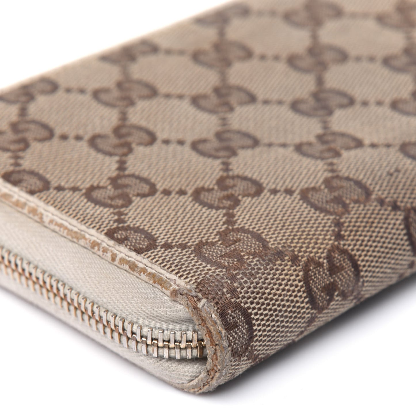 Monogram Metal Bar Zip Around Wallet Beige Ebony Off White