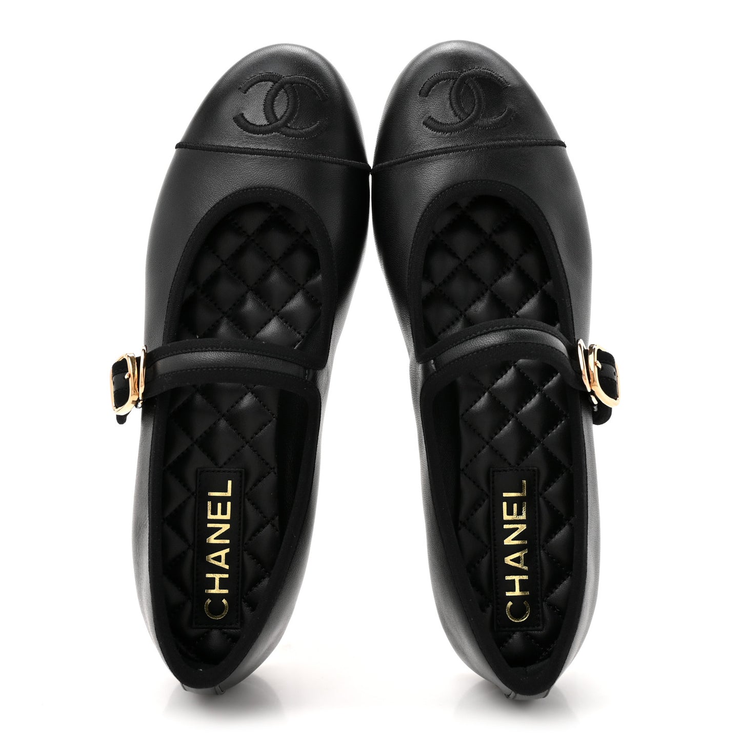 Lambskin Mary Jane Flats 38.5 Black