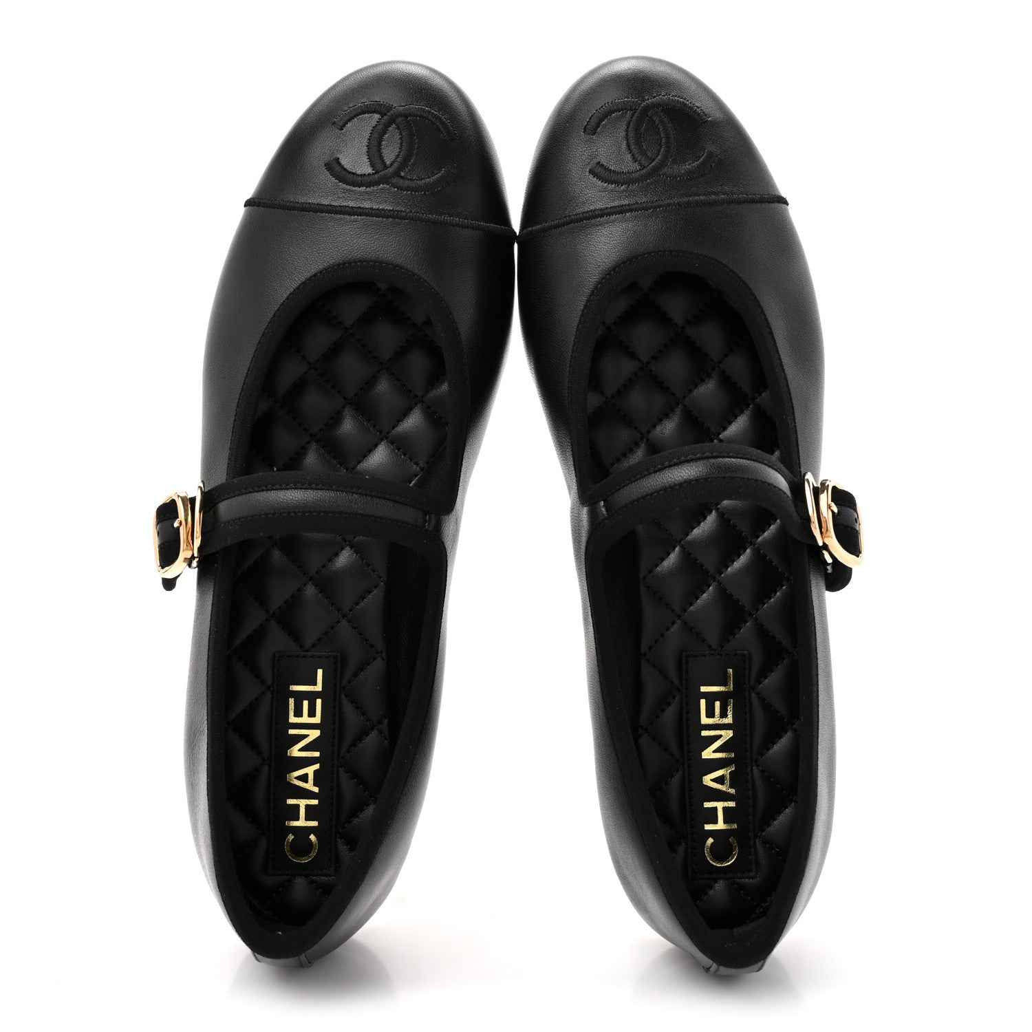 Chanel Lambskin Mary Jane Flats 38.5 Black 2 of 10