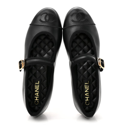 Chanel Lambskin Mary Jane Flats 38.5 Black 2 of 10