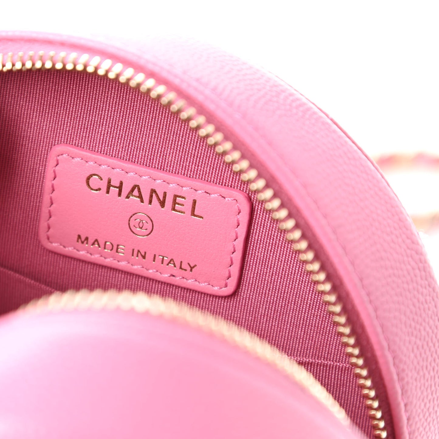 Caviar Quilted Gripoix CC Round Clutch With Chain Pink