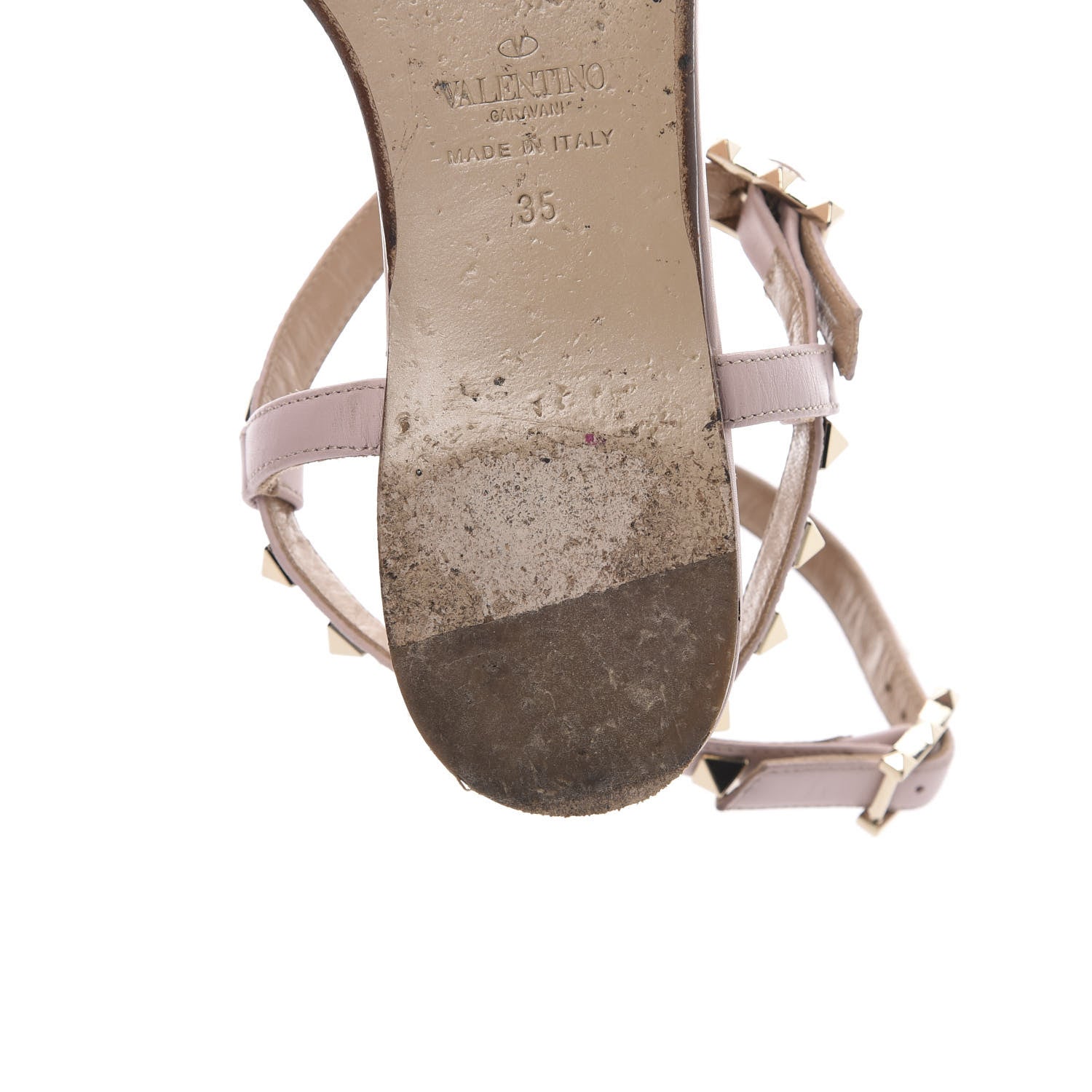 Valentino Garavani Calfskin Rockstud Ankle T-Strap Flat Sandals 35 Water Rose 11 of 16