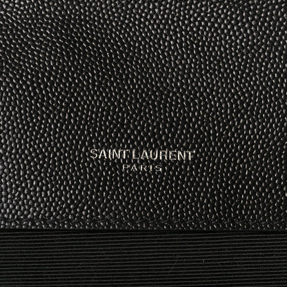 Saint Laurent Grain De Poudre Textured Mixed Matelasse Large Triquilt Monogram Satchel Black 6 of 9