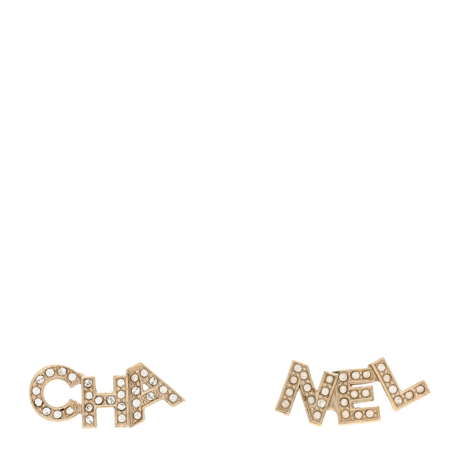 Crystal Cha-Nel Logo Earrings Gold