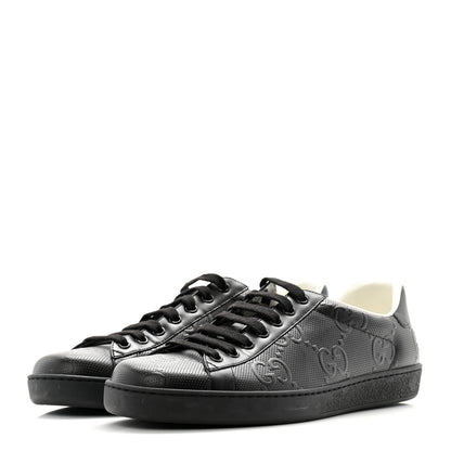 Gucci Calfskin GG Tennis Embossed Mens Ace Sneakers 8 Black 3 of 10