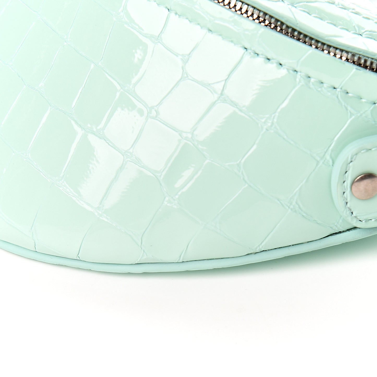 Shiny Calfskin Crocodile Embossed XXS Souvenir Belt Bag Green