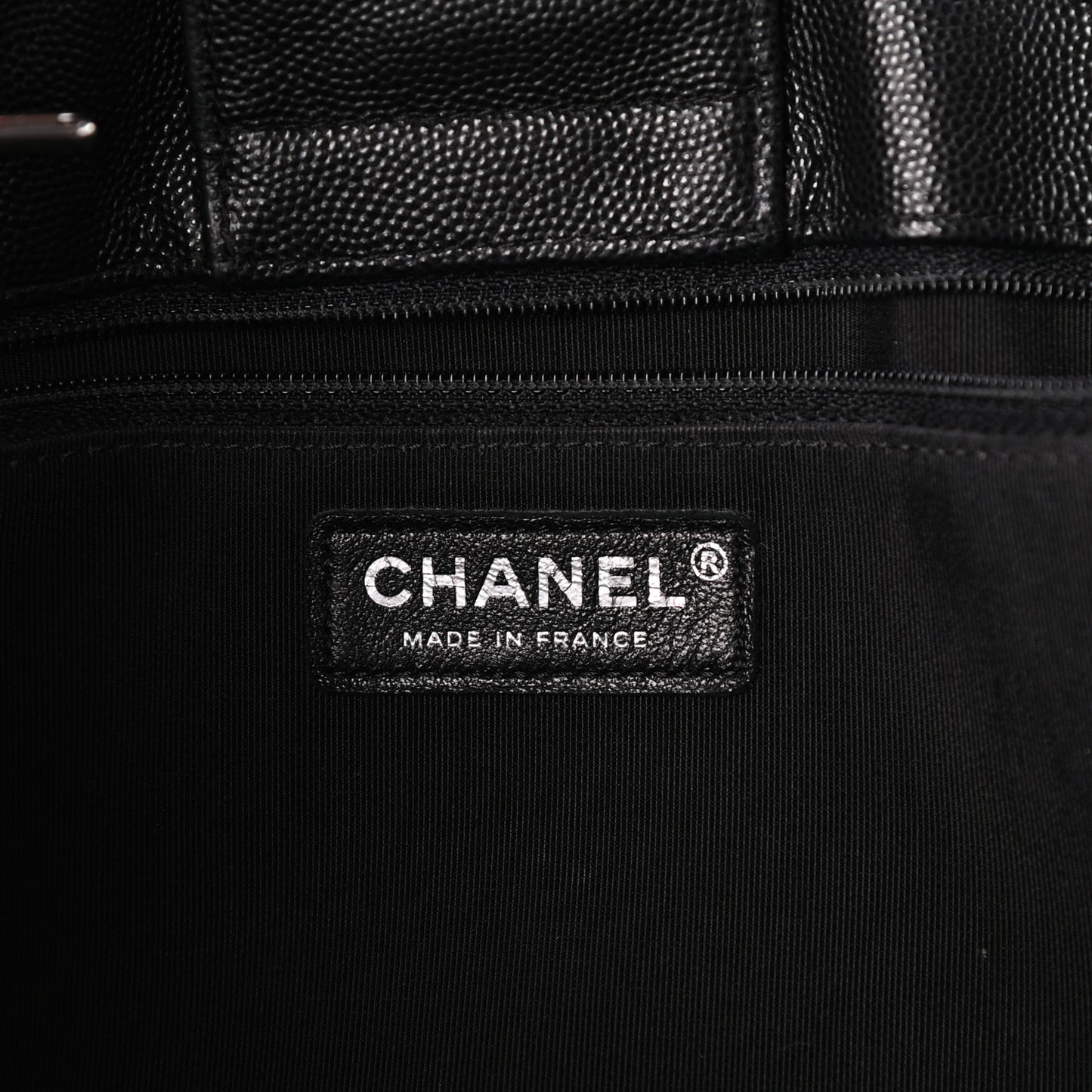 Caviar Quilted Large Classic Shopping Tote Black